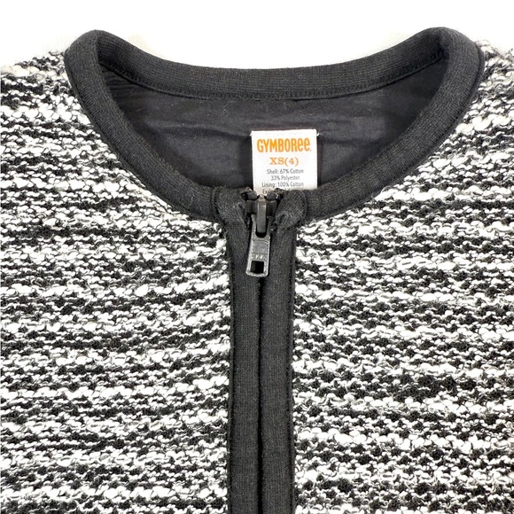 GYMBOREE Girls Zip Front Tweed Cardigan Jacket XS 4 Classic Chic Preppy - Picture 2 of 10
